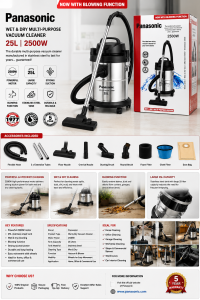 Panasonic Wet & Dry 25L Vacuum Cleaner 2500W | Powerful 1 Panasonic Wet & Dry 25L Vacuum Cleaner