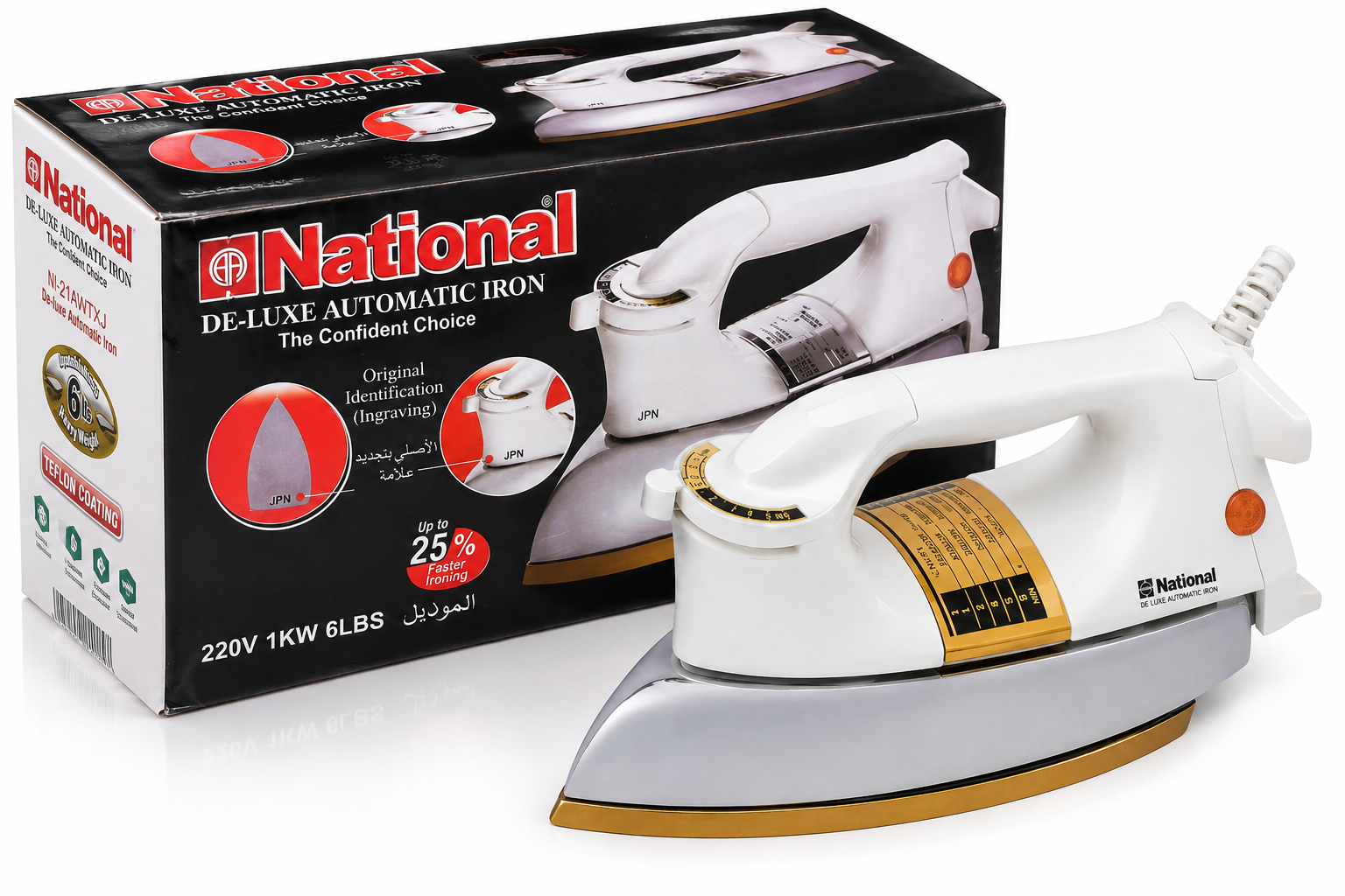 National De-Luxe Automatic Iron 1000W – Best Heavy Duty
