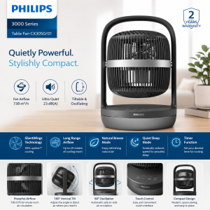 Philips Table Fan 3000 Series CX3050/01 – Powerful Cooling 1 Philips Table Fan 3000 Series CX3050/01