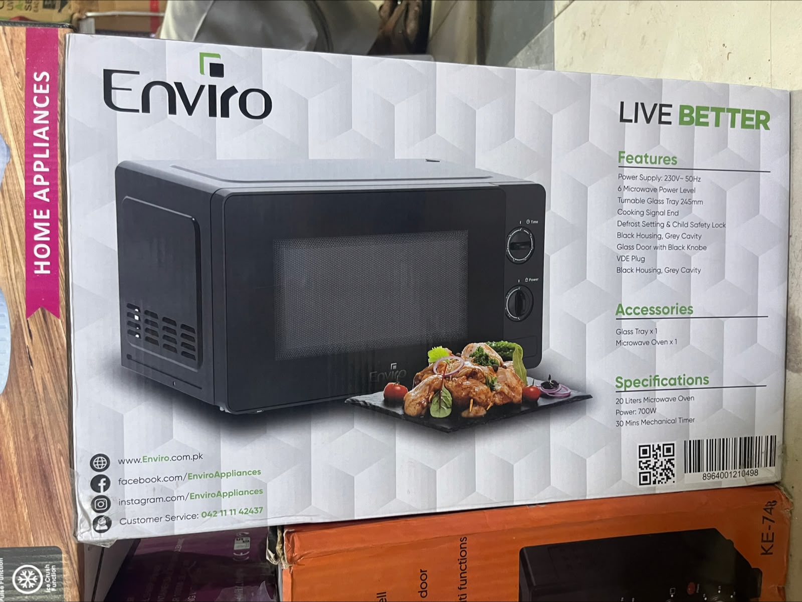 Enviro 20L Microwave Oven 700W – 6 Power Levels, Mechanical Timer, Defrost & Child Safety Lock